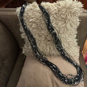 Jianhui London multi strand black necklace with silver cubes